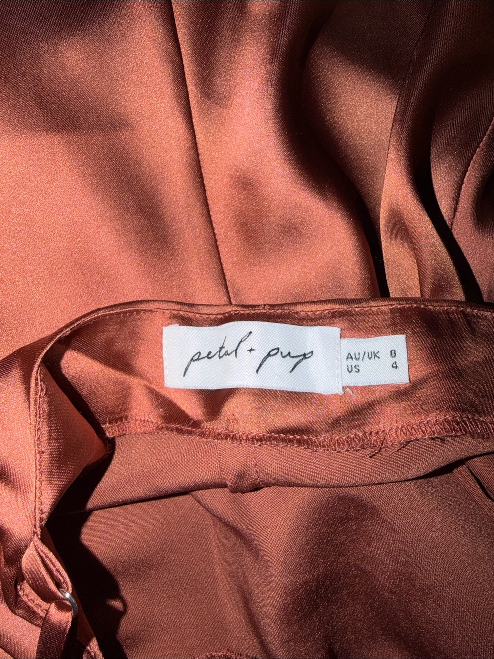 Petal & Pup Copper Satin Slip Midi Dress - Picture 2 of 6